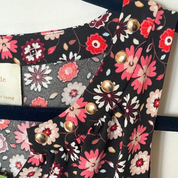 Kate Spade Fit Flare Dress Extra Small XS Sleeveless V-Neck Floral Knee Length - Picture 6 of 12